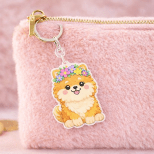 Pomeranian Holiday Keychain